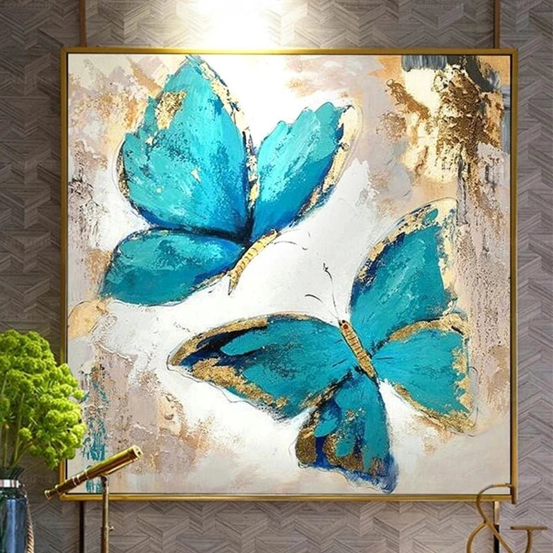 HAND DRAWN Butterfly in Gold Painting Frame Gold - Ready to Hang