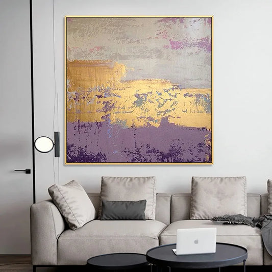 HAND DRAWN The Golden Violet Oil Painting Frame Gold - Ready to Hang