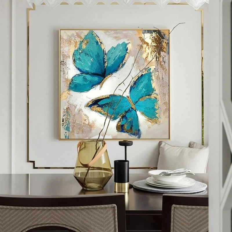 HAND DRAWN Butterfly in Gold Painting Frame Gold - Ready to Hang