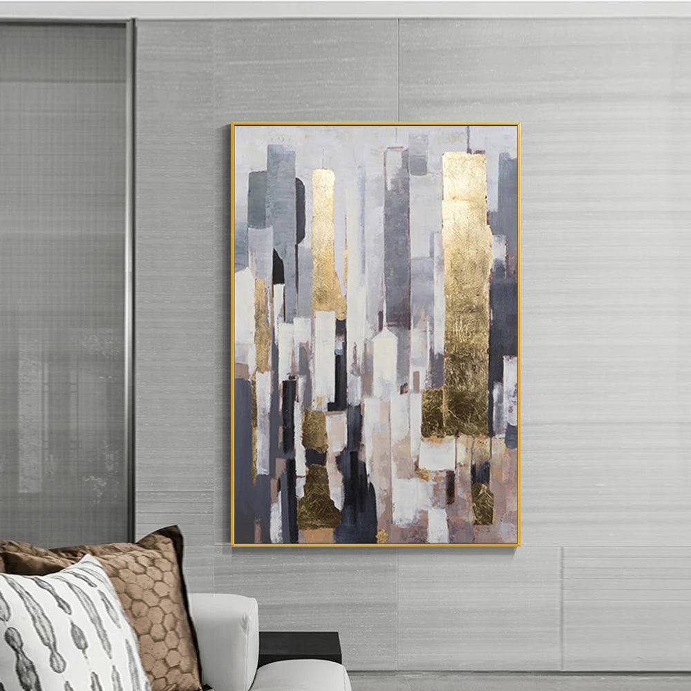 The Golden City Oil Painting Handmade