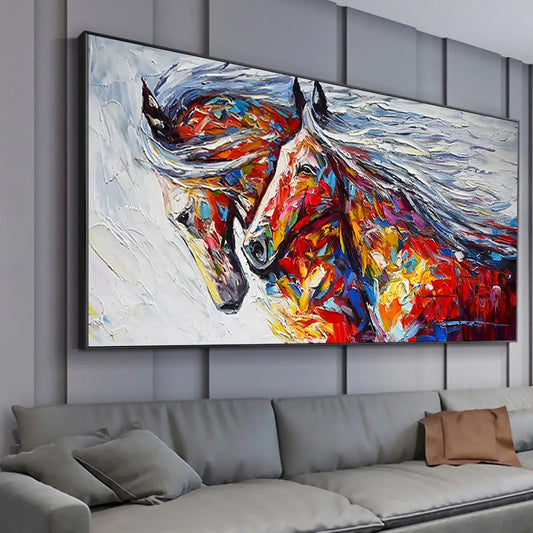 Colored Horse Oil Painting Handmade