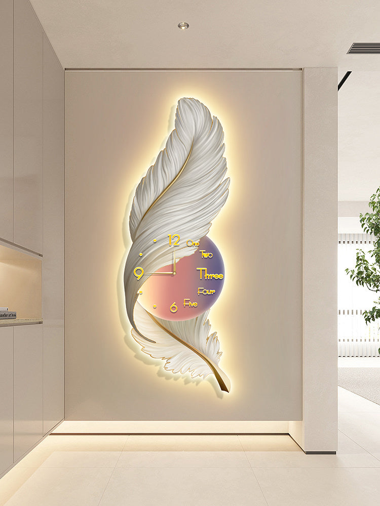 Feather LED clock lamp