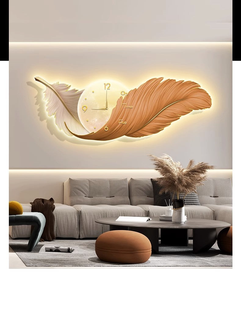 Feather LED clock lamp