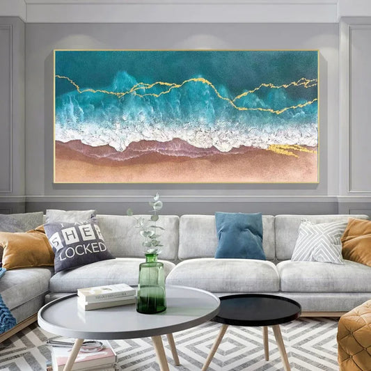 The Golden Beach Oil Painting Handmade