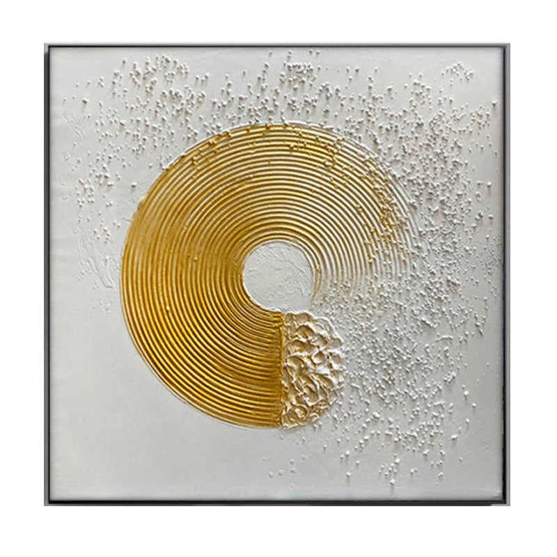 The Golden in White Circle Oil Painting Handmade