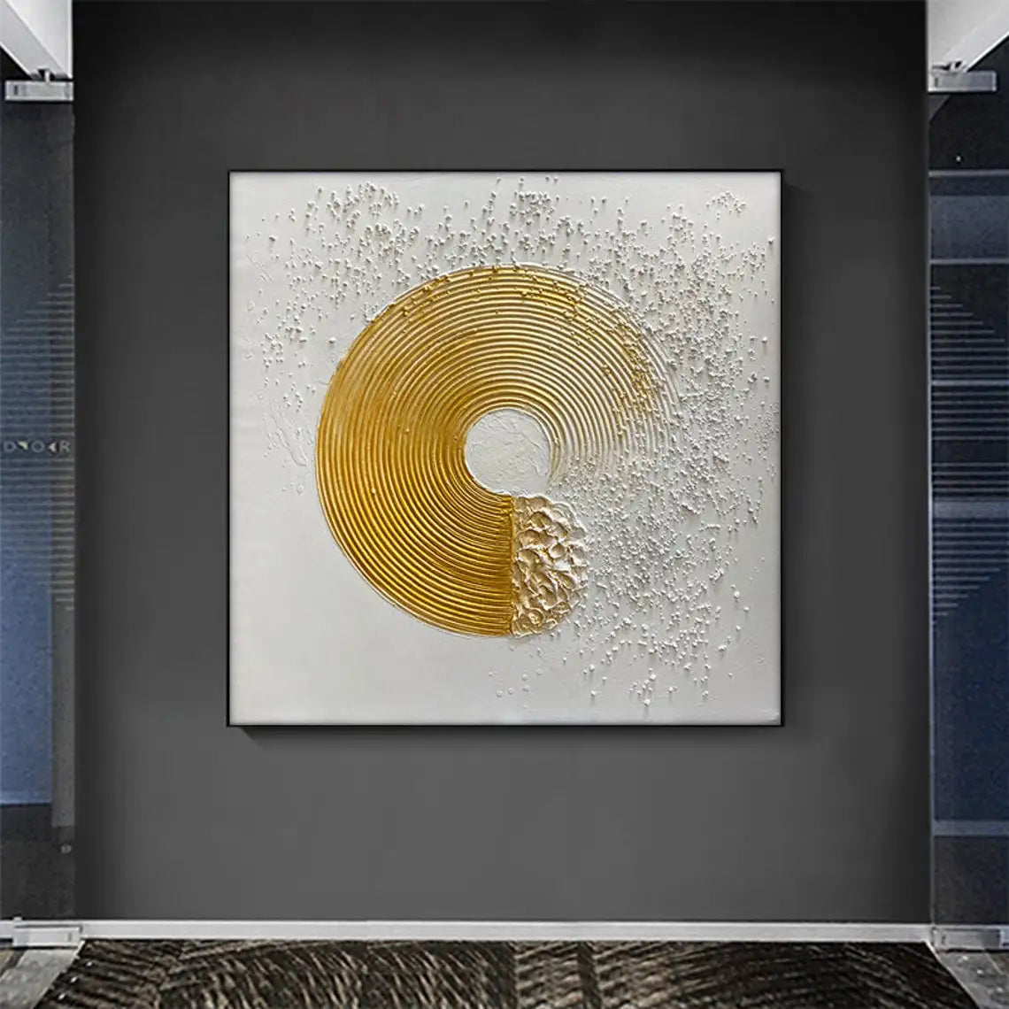 The Golden in White Circle Oil Painting Handmade