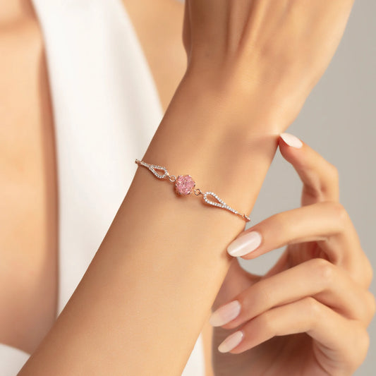 Rosa Lotus Zirkonia Armband