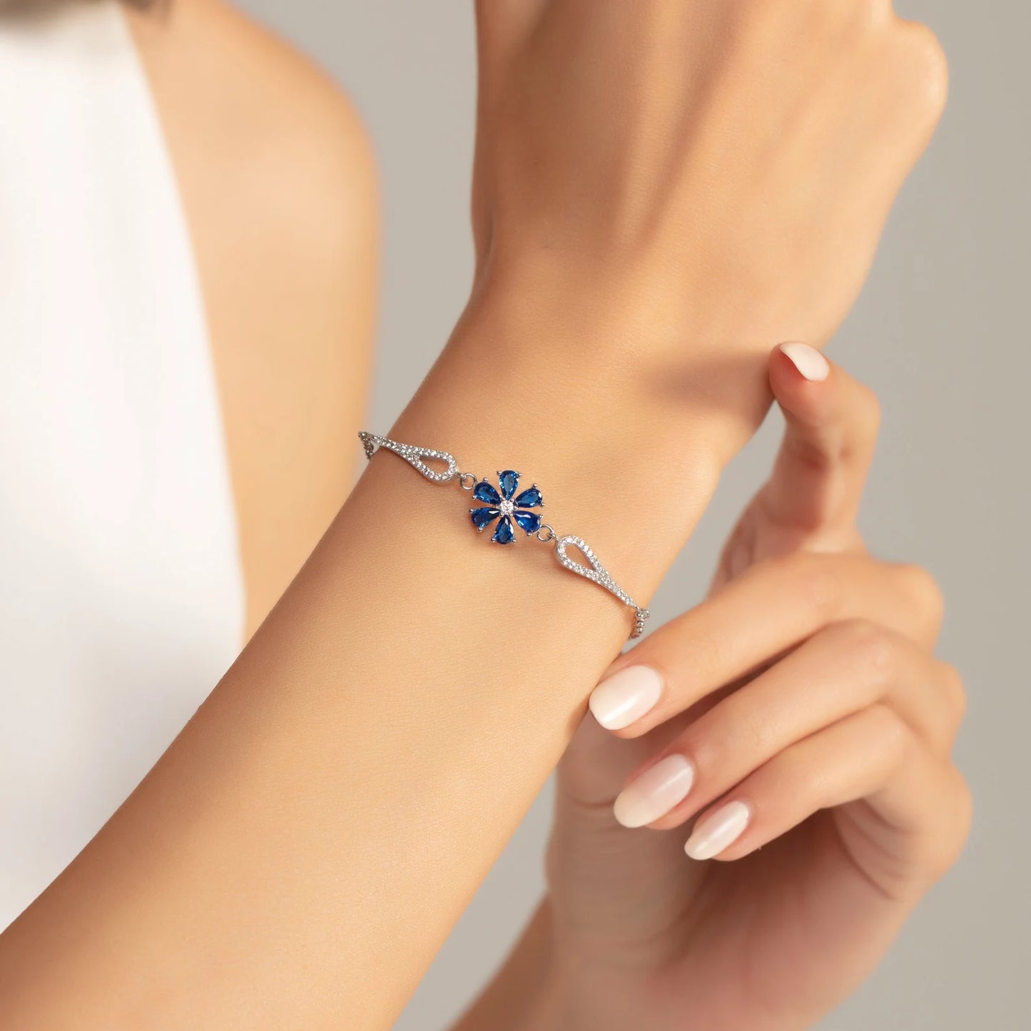 Blaue Blume Zirkonia Armband