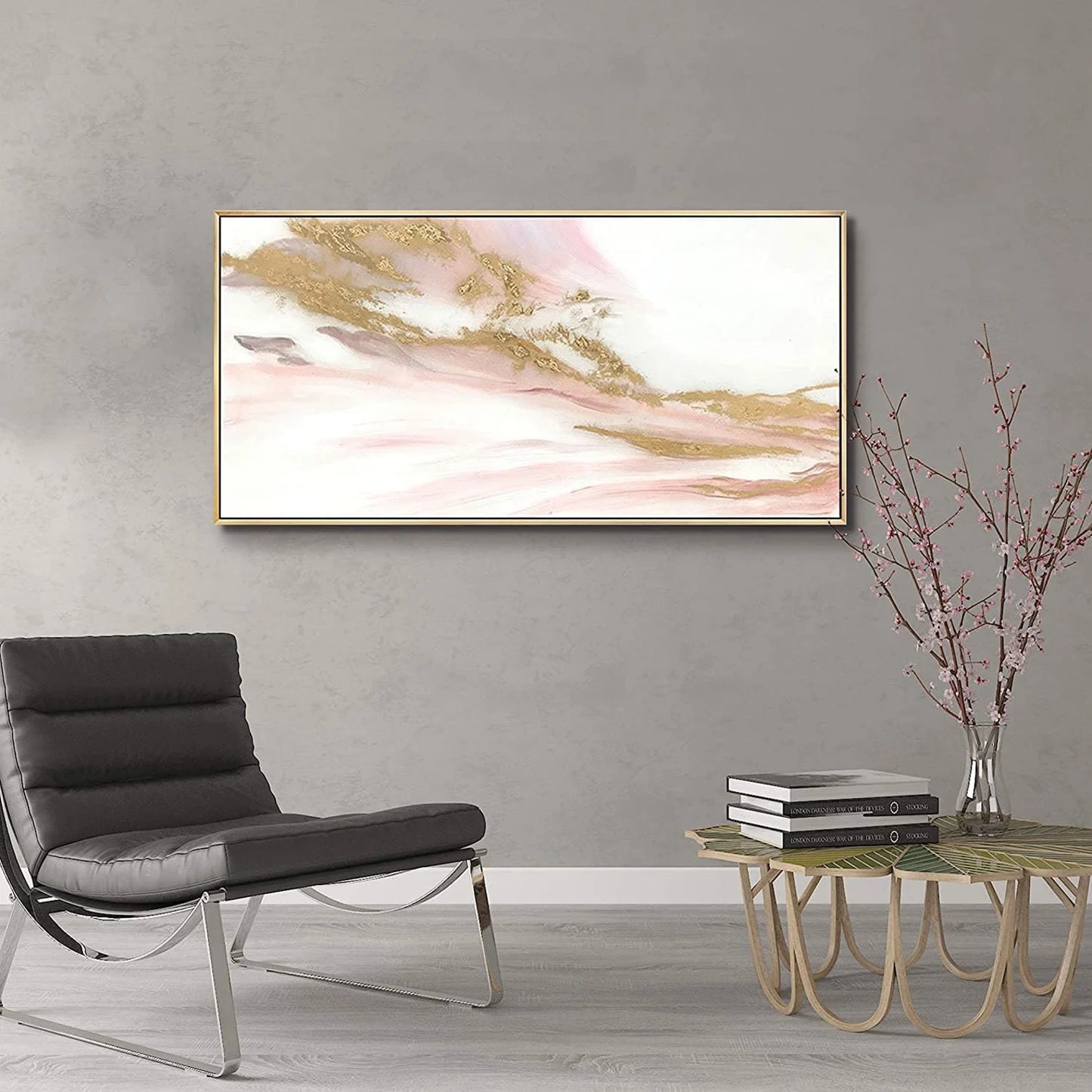 Gold and Pink Oil Painting Handmade