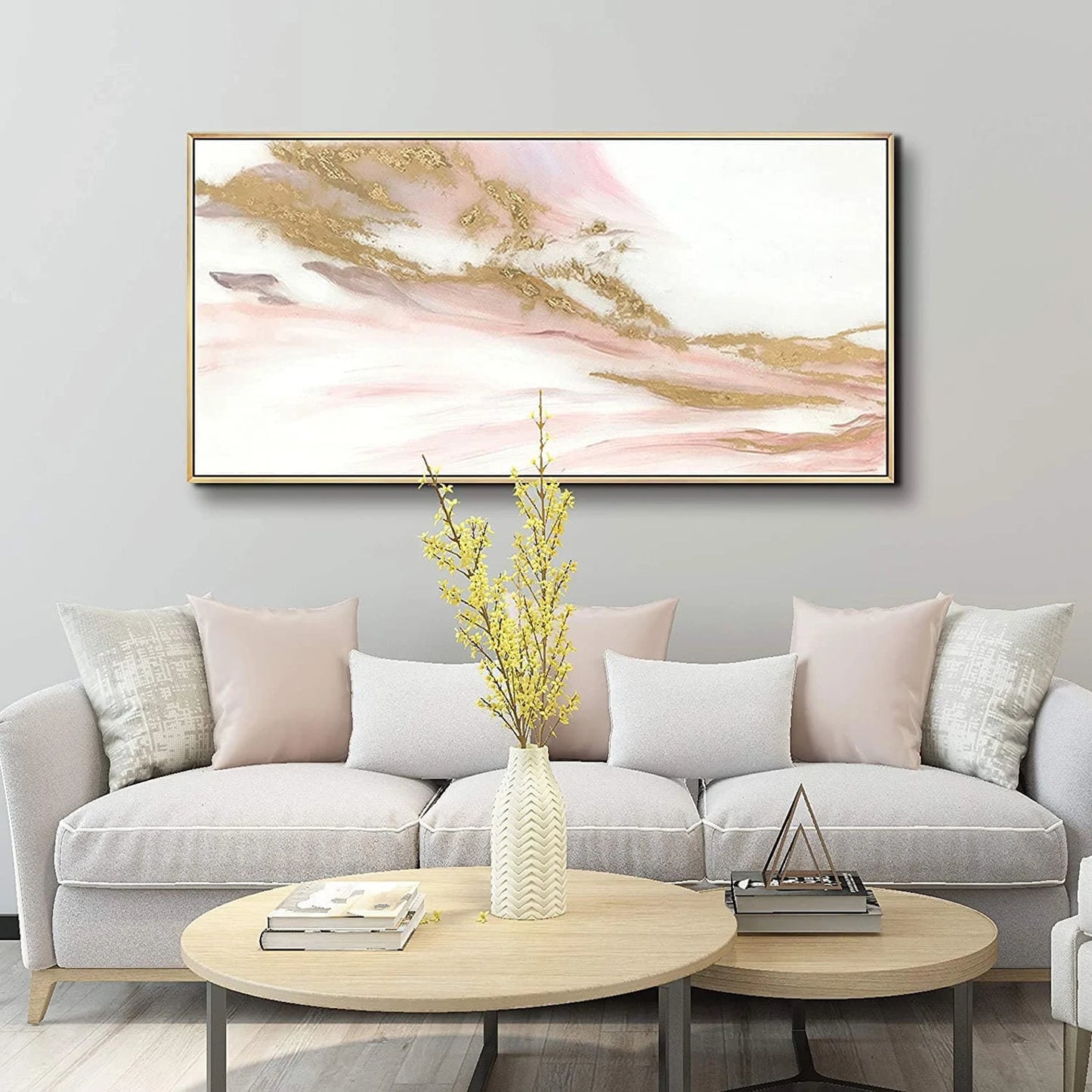 Gold and Pink Oil Painting Handmade