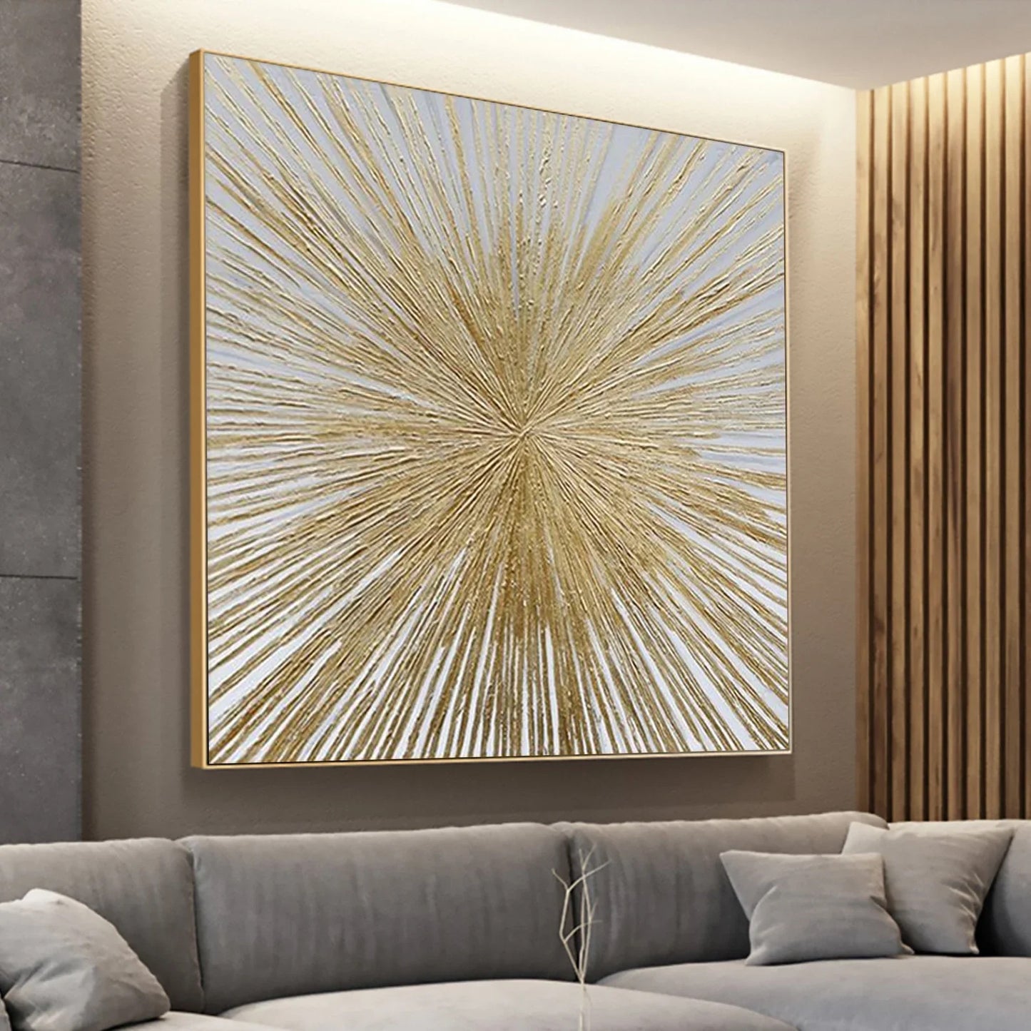 The Golden Sun Canva Kunst Handmade Gold Glittering