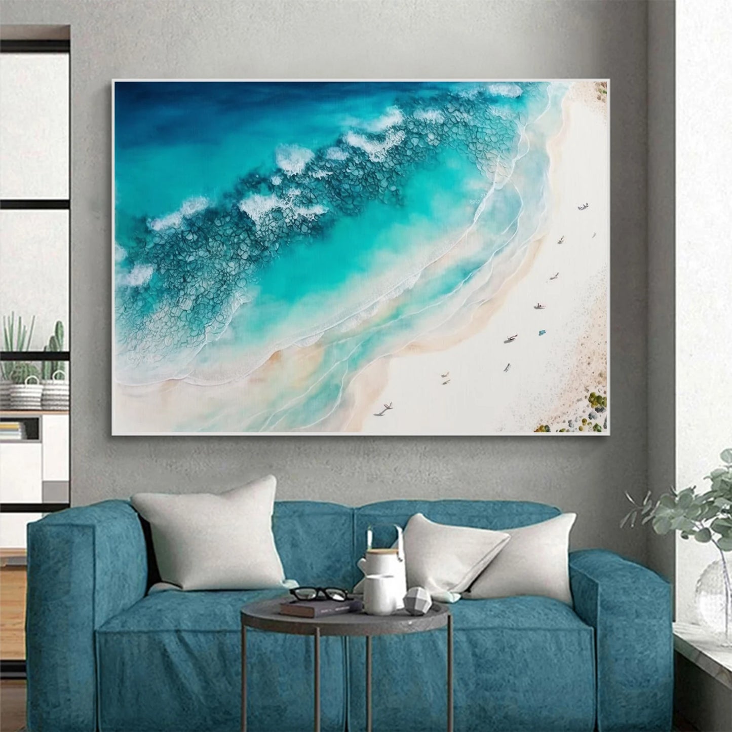 Blue Ocean Oil Painting Handmade