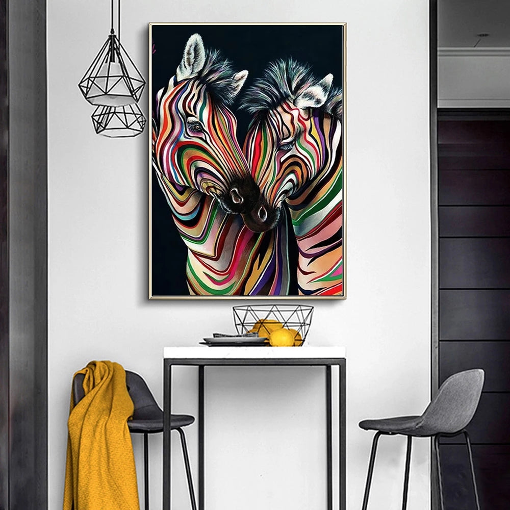 Zebra colorata Canva Art fatta a mano