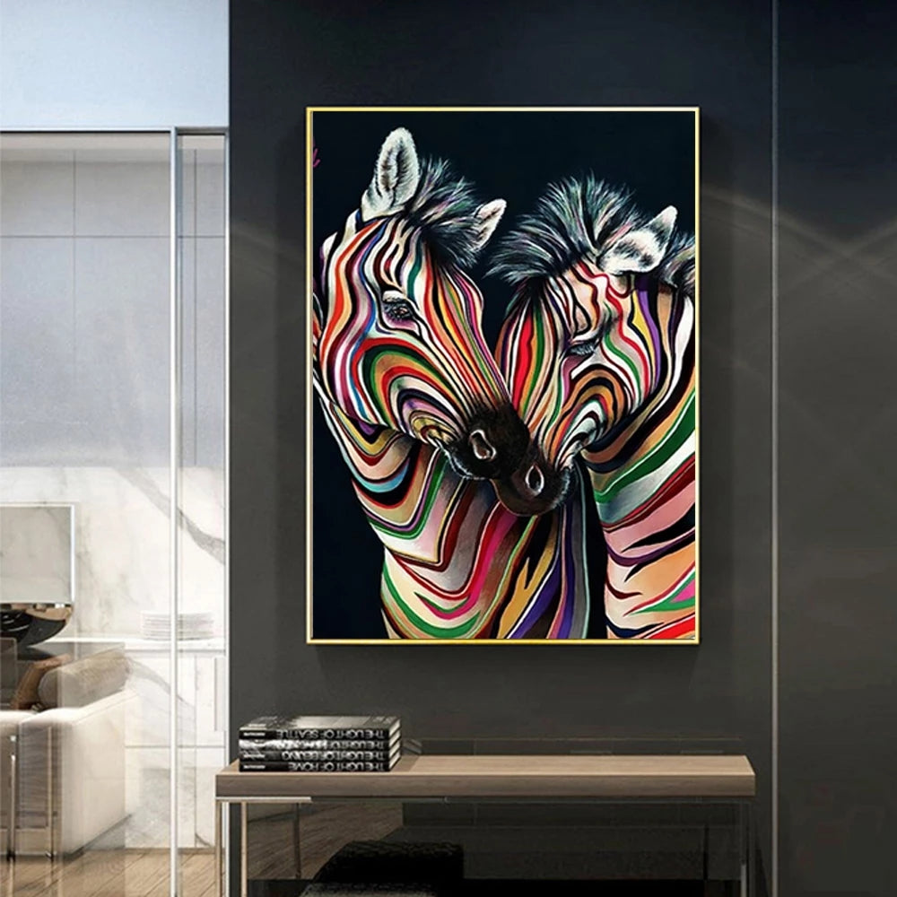 Zebra colorata Canva Art fatta a mano