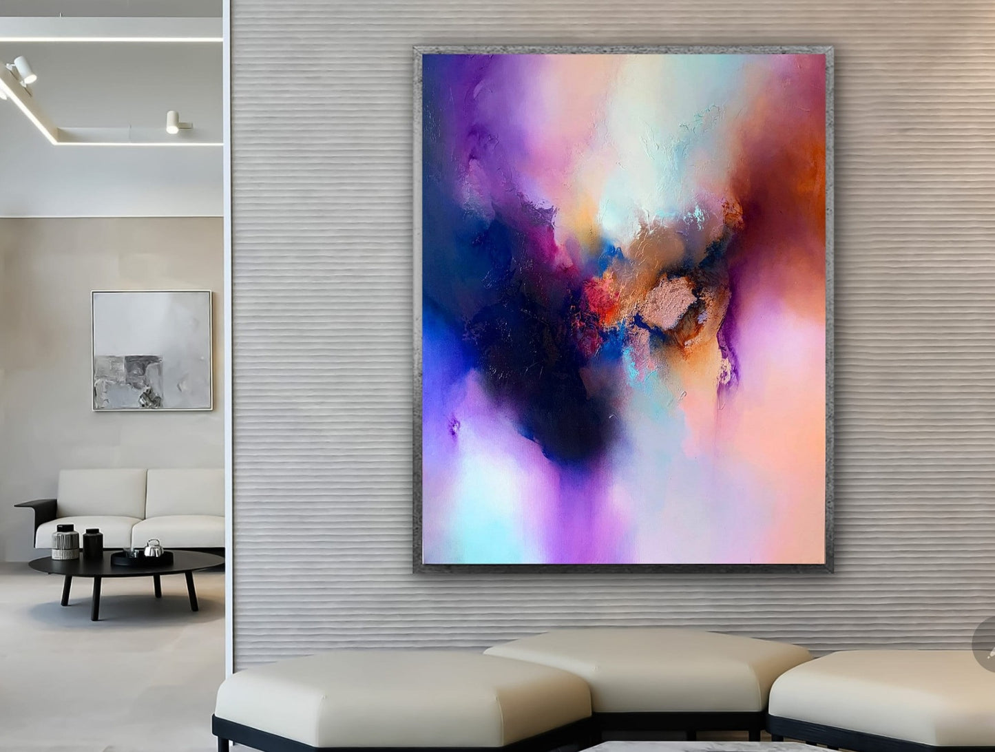 Pink & Blue Marble Canvas Art with Frame