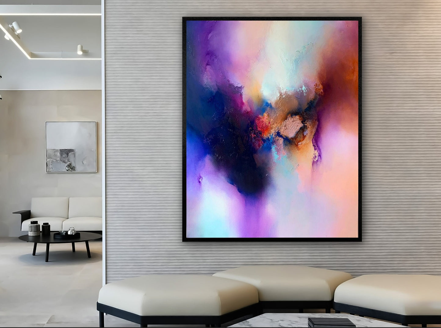 Pink & Blue Marble Canvas Art with Frame