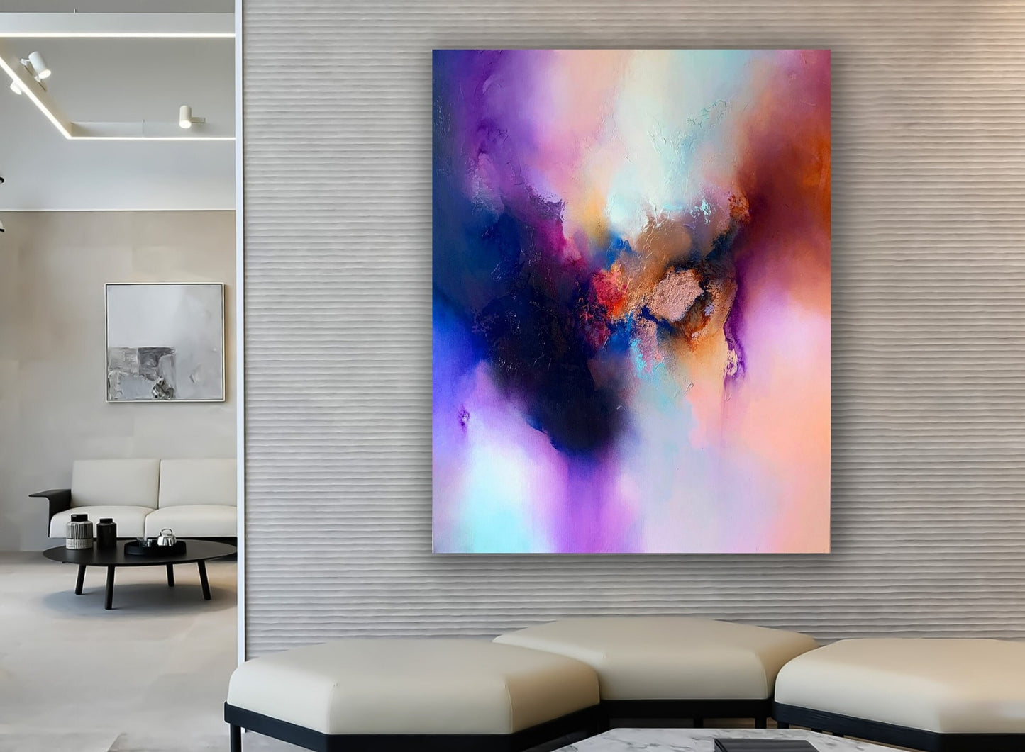 Pink & Blue Marble Canvas Art with Frame