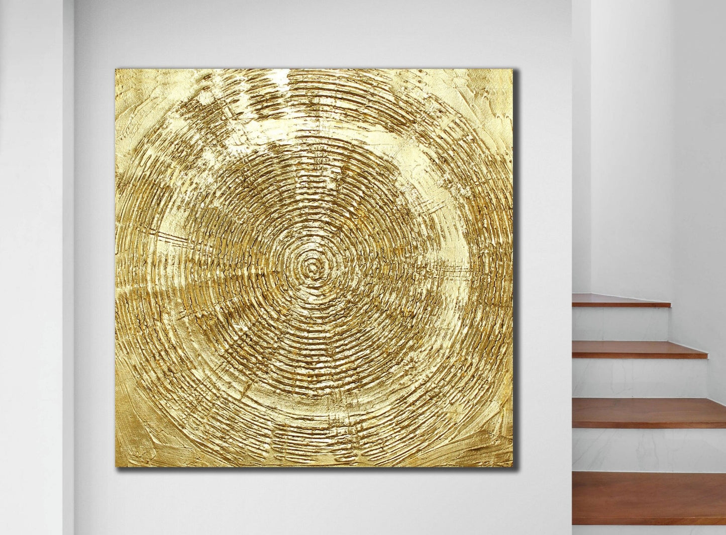 Golden Circle auf Gold Leinwand Handmade Gold Glitzer