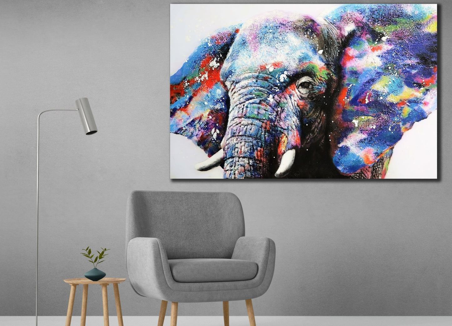 Elefant mit bunten grossen Ohren Leinwand