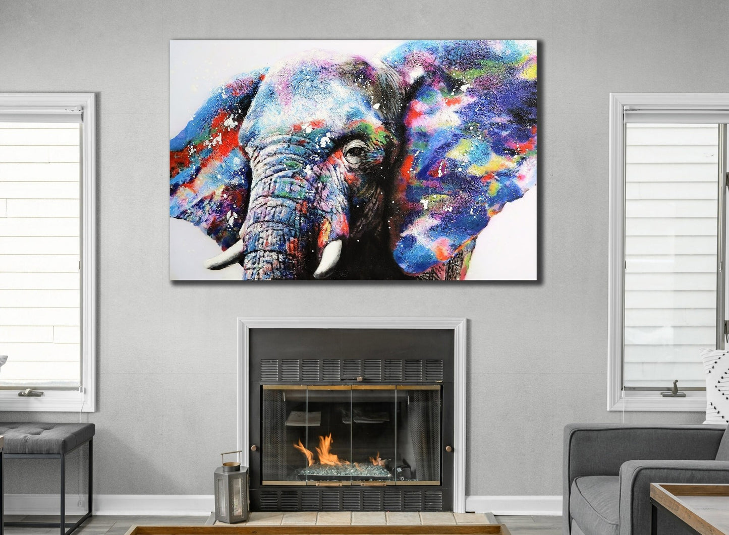 Elefant mit bunten grossen Ohren Leinwand