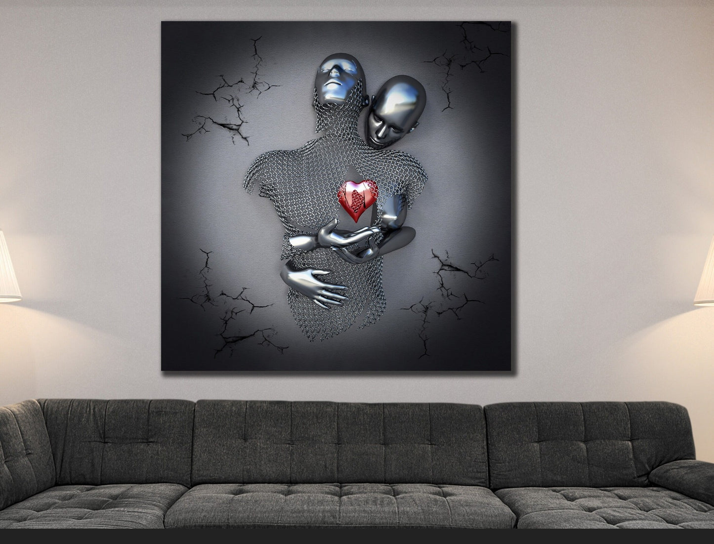 Tableau Coeur Rouge 3D