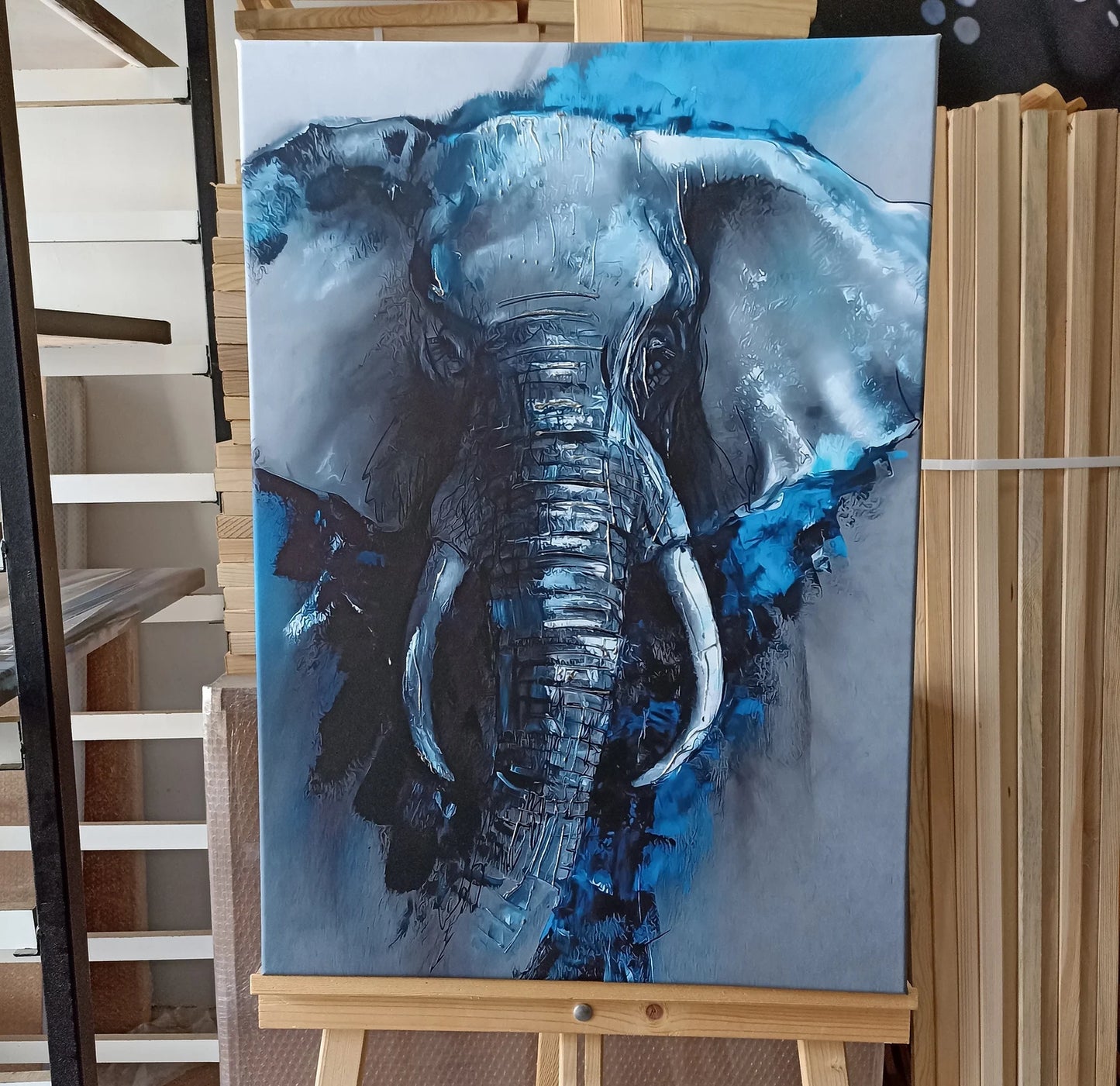 Blauer Elefant Leinwand