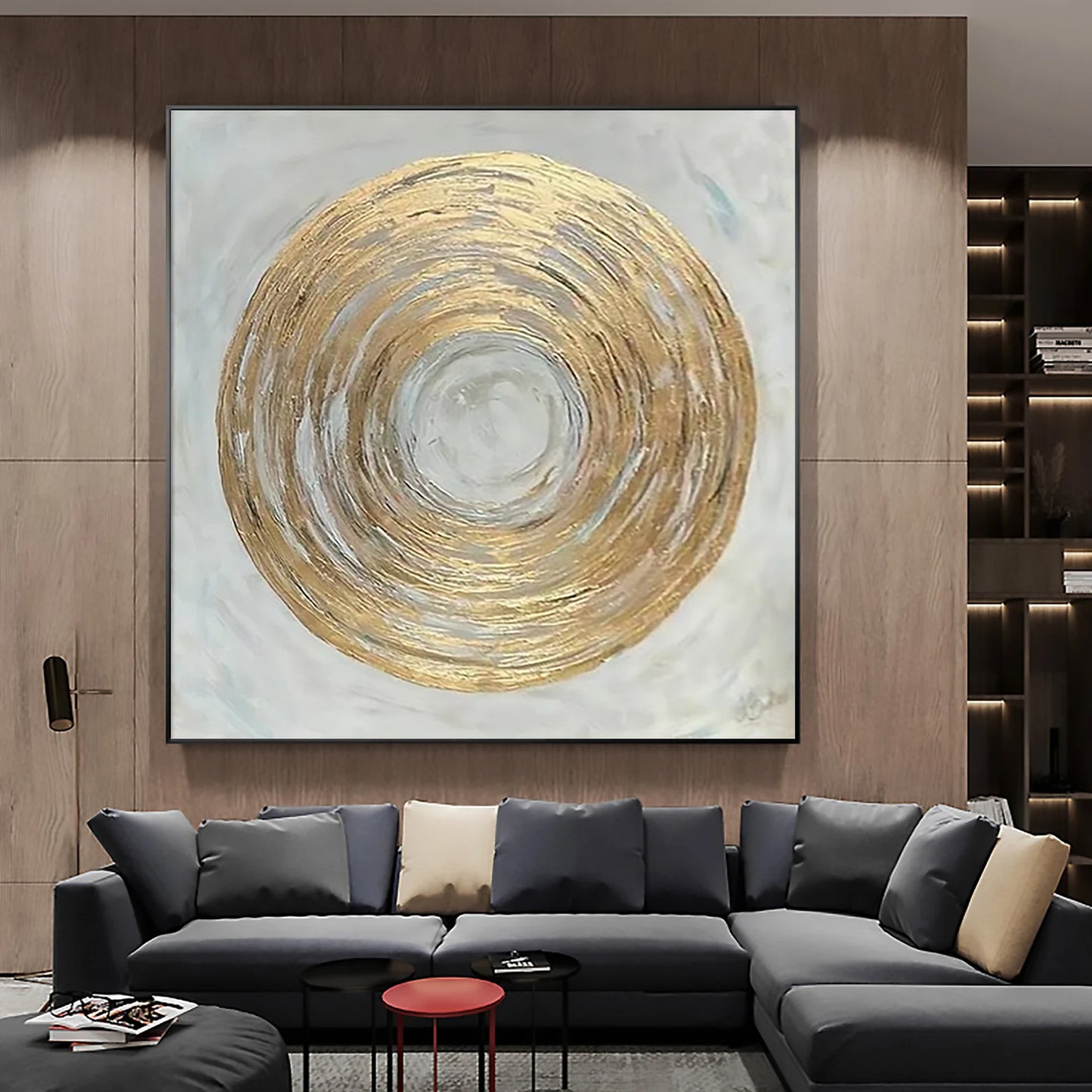 The Golden Circle on Gray Oil Painting Handmade