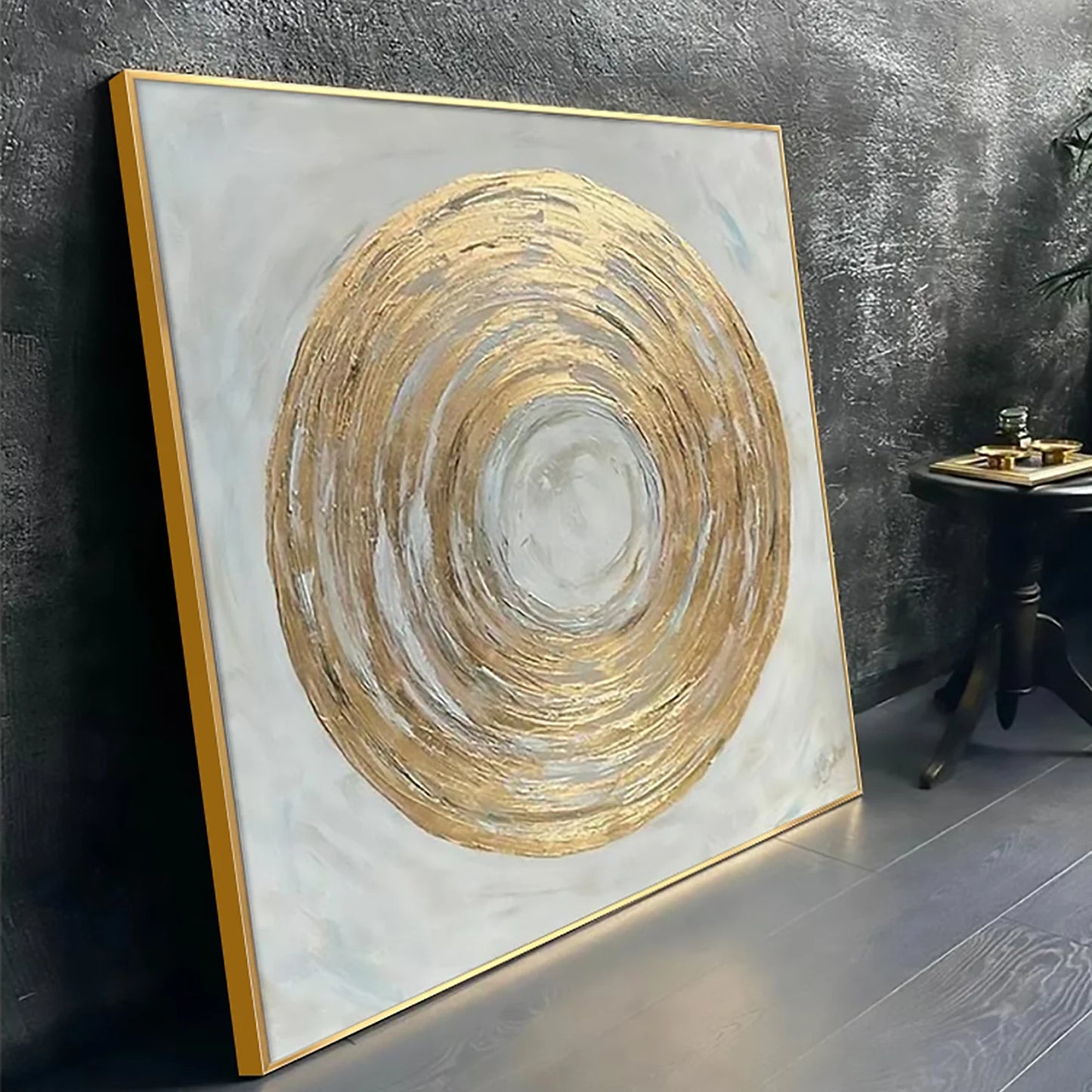 The Golden Circle on Gray Oil Painting Handmade