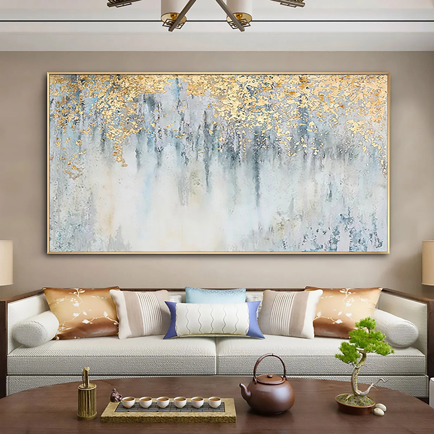 Golden Rain Oil Painting Handmade