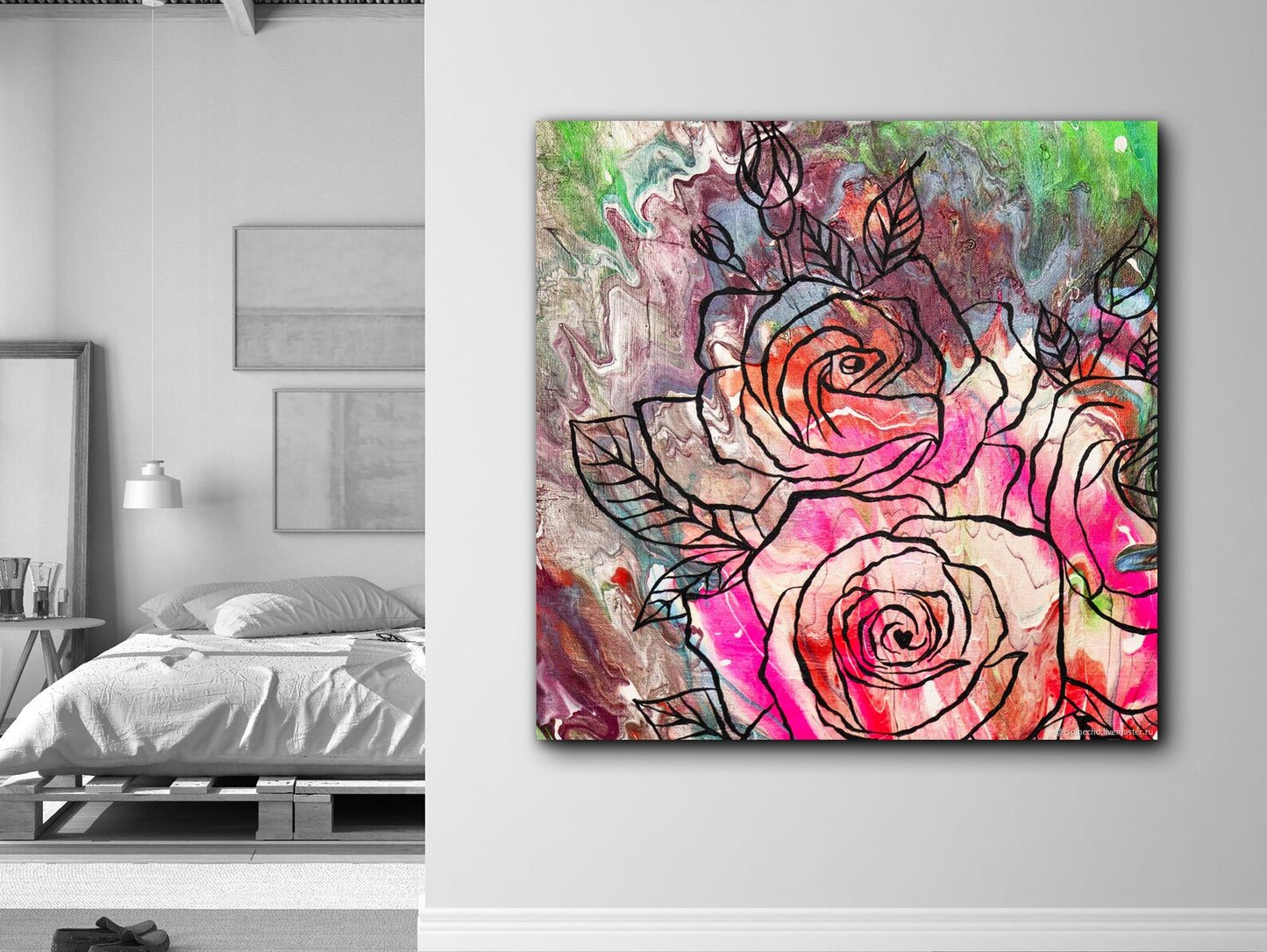 Colorful roses canvas