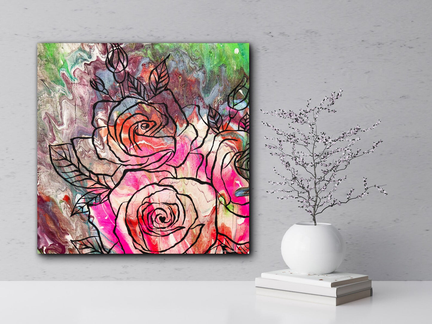 Colorful roses canvas