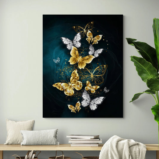 Schmetterling Silber und Gold Leinwand