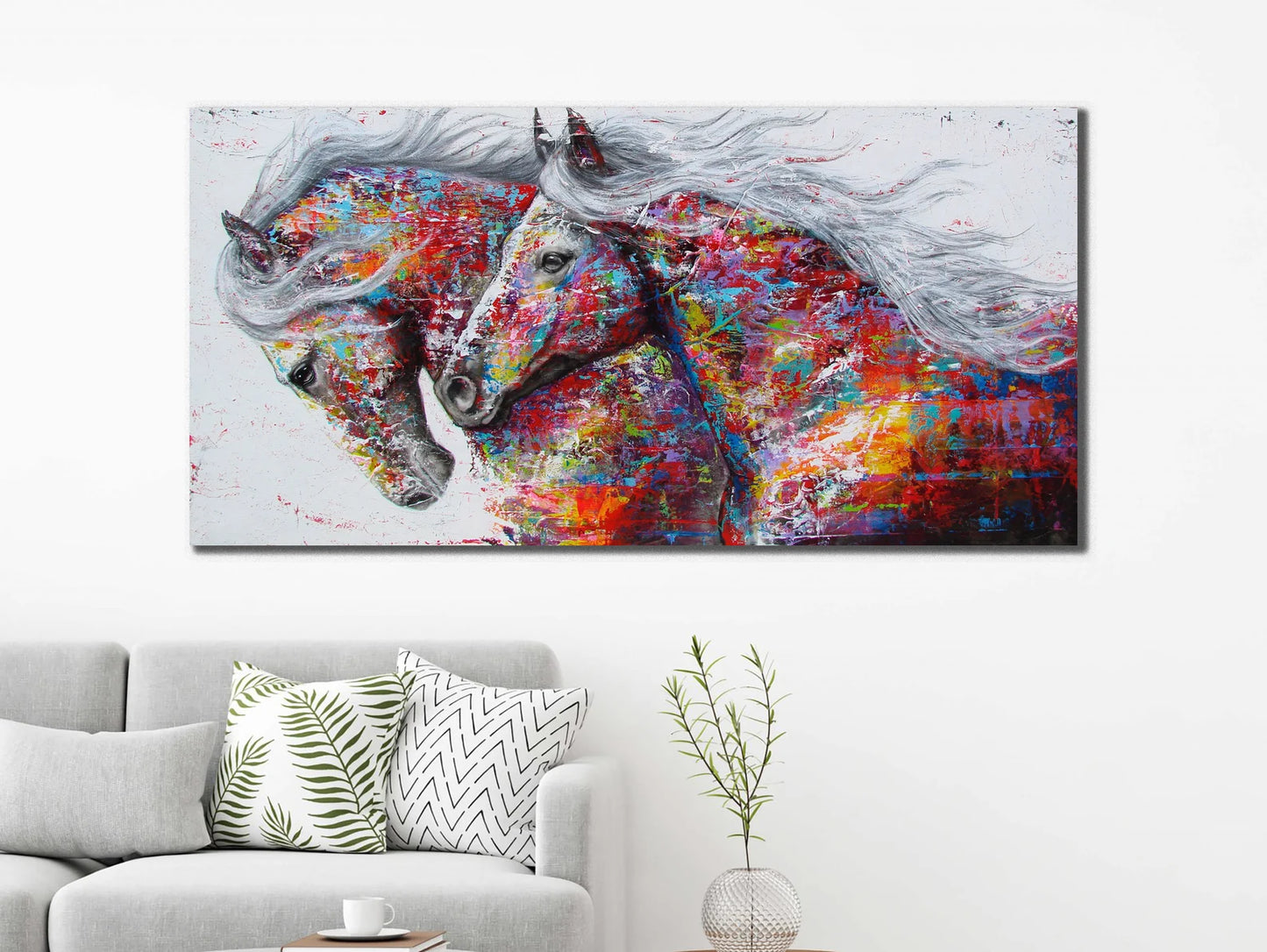 Two colorful horses canvas