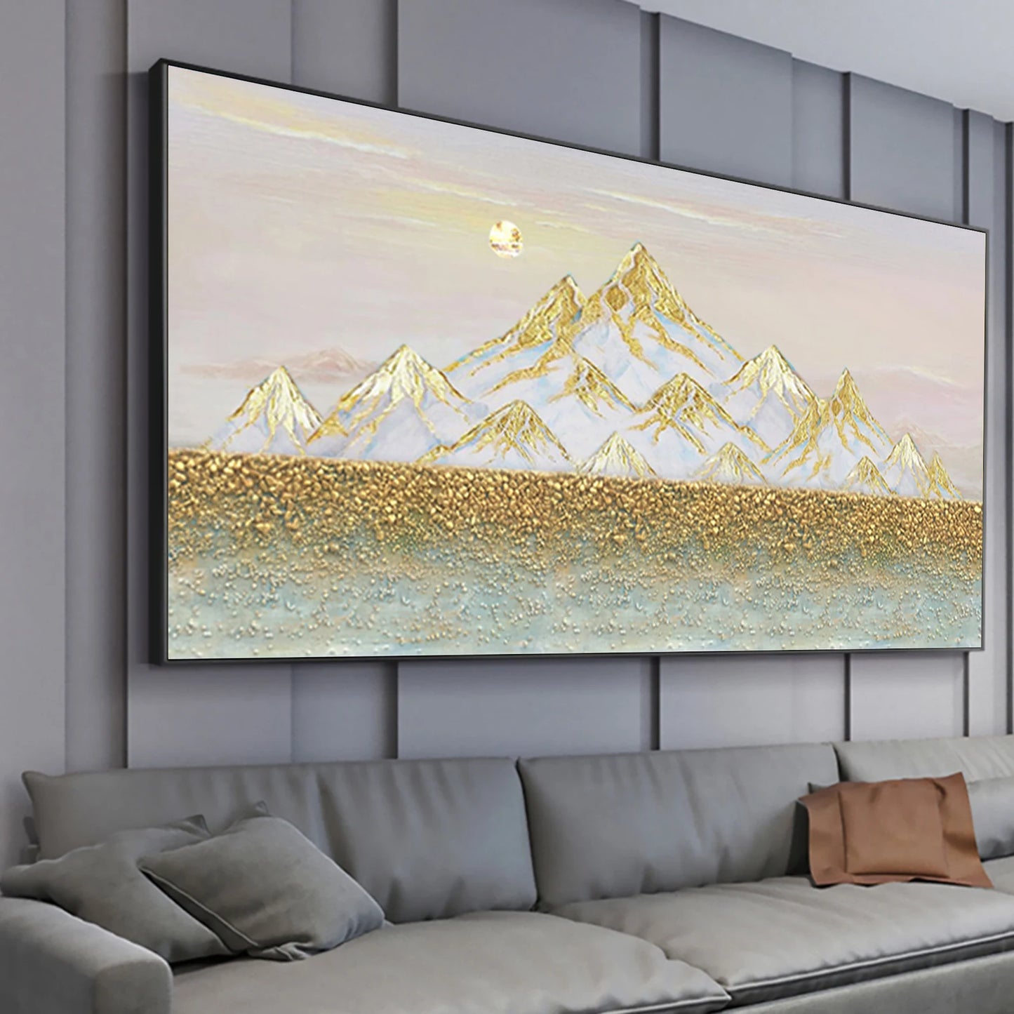 The Golden Mountains Oil Painting Handmade