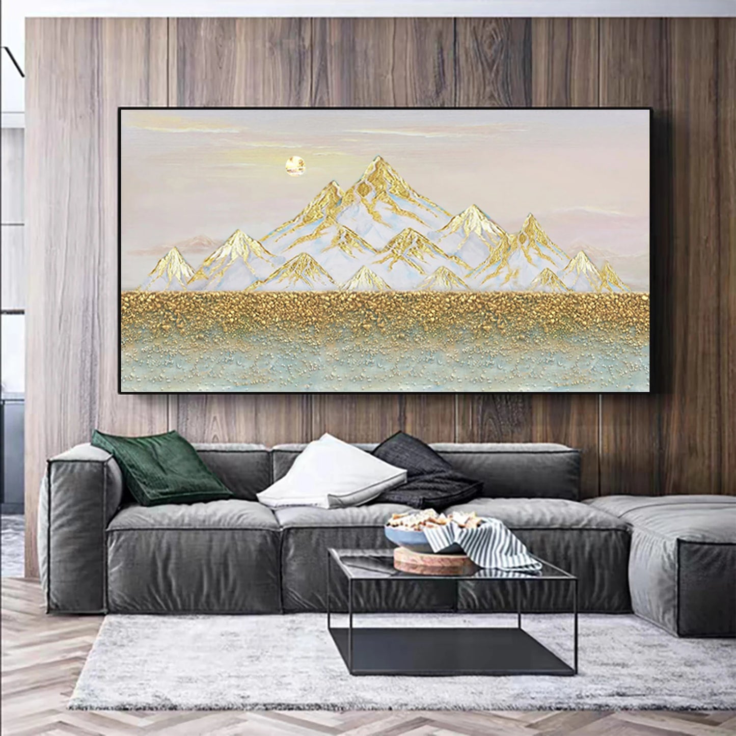 The Golden Mountains Oil Painting Handmade