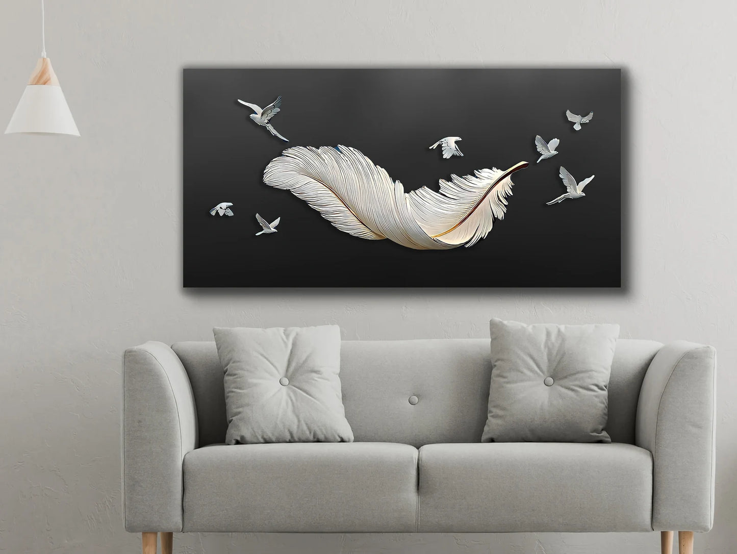 Feather and birds canvas