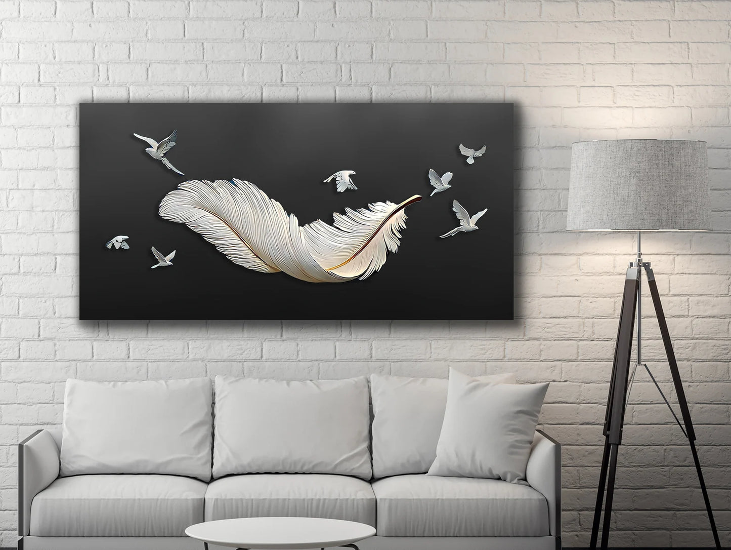 Feather and birds canvas