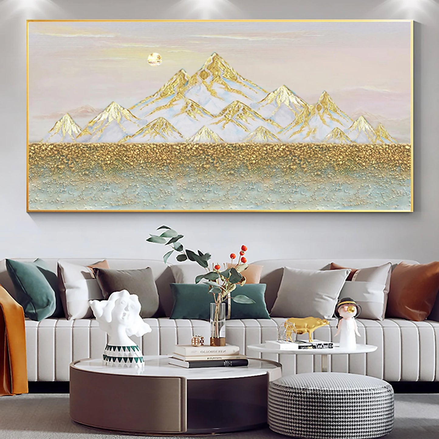 The Golden Mountains Oil Painting Handmade