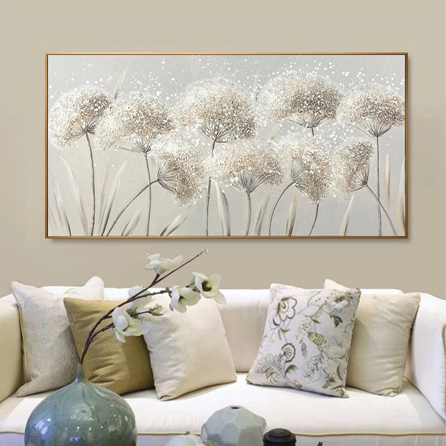 HAND DRAWN Dandelion Oil Painting