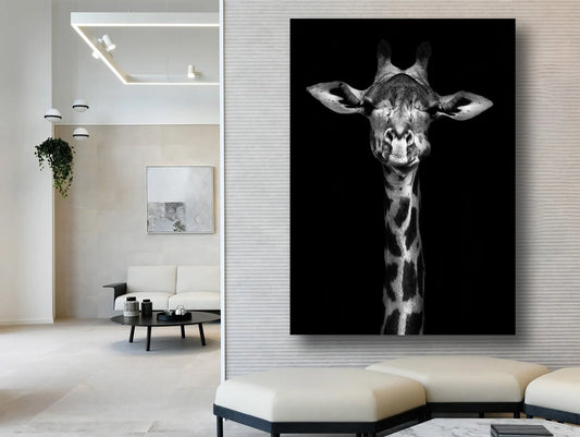 Giraffe in Black Canvas