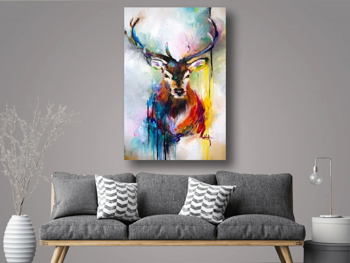 Colorful deer canvas