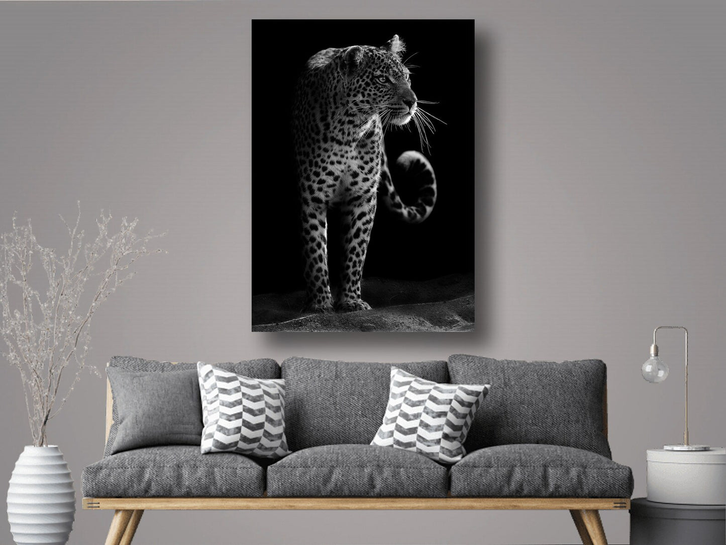 Leopard in Black Canvas