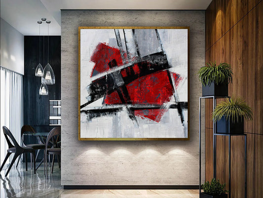 Red and Black Canva Art with Frame