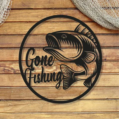 Gone Fishing metal wall art